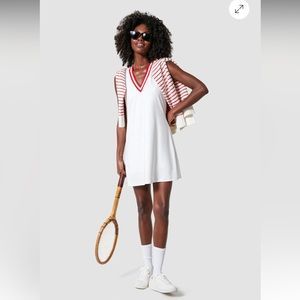 NWT - Tuckernuck White & Retro Red Suzanne Tennis Dress - size xl